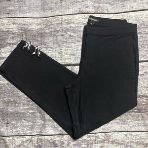 Roz & Ali Black Dress Pant with Leopard Accent